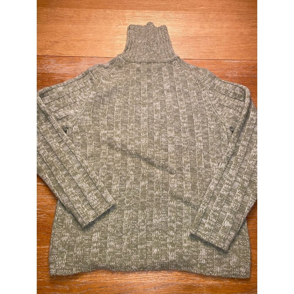 Womens Olive Green Ribbed Turtleneck Sweater Knit Long Sleeve